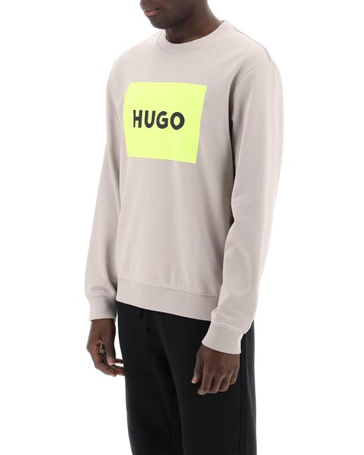HUGO Gray Duragol Logo Box Sweatshirt for men