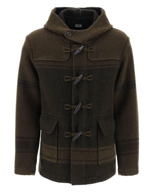 C P Company Black C.P. Duffel Wool Coat for men