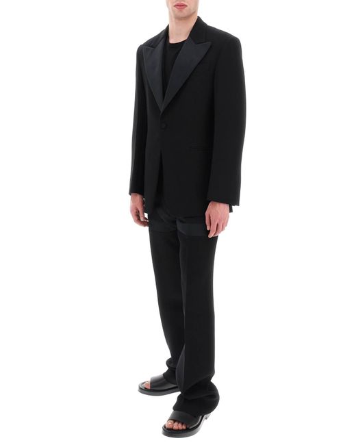 Ferragamo Black Single-Breasted Tuxedo Blazer for men