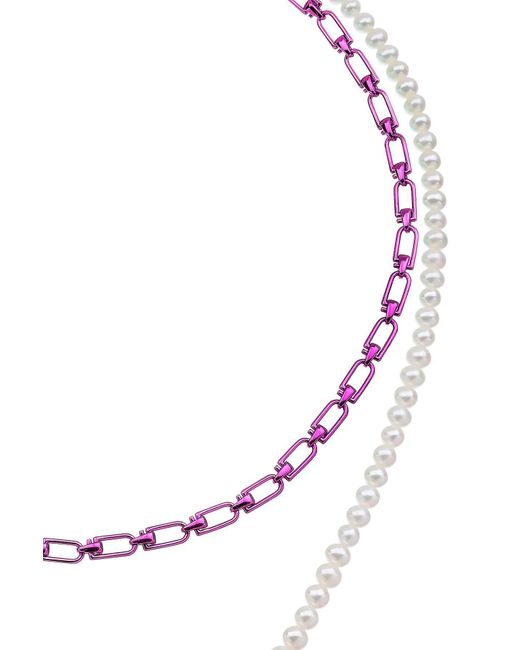 Eera White 'Reine' Double Necklace With Pearls