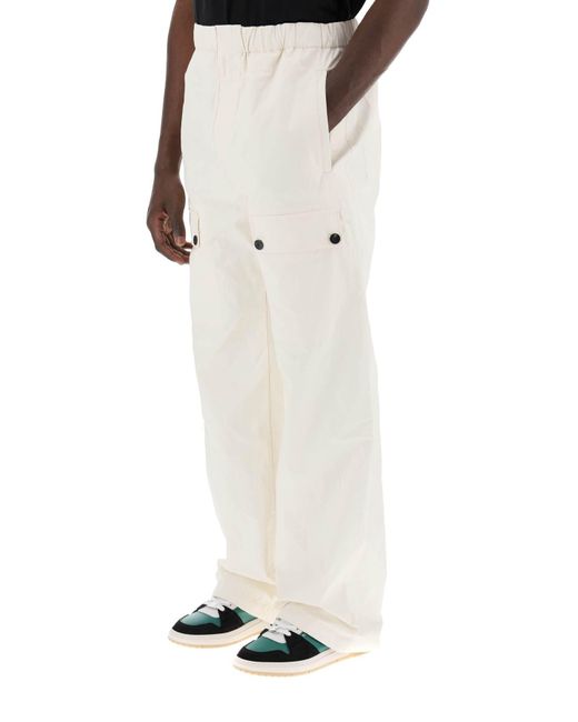 Ferragamo White Linen Coated Pants For Men for men