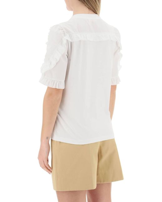 T-SHIRT CON VOLANT di See By Chloé in White