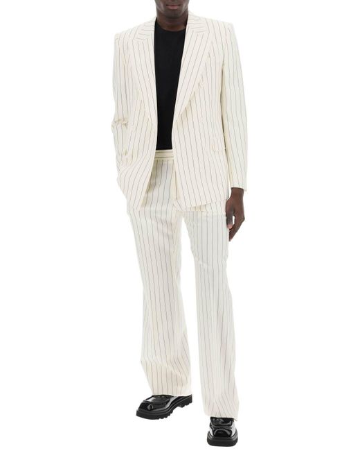 Dolce & Gabbana White Double-Breasted Pinstripe for men