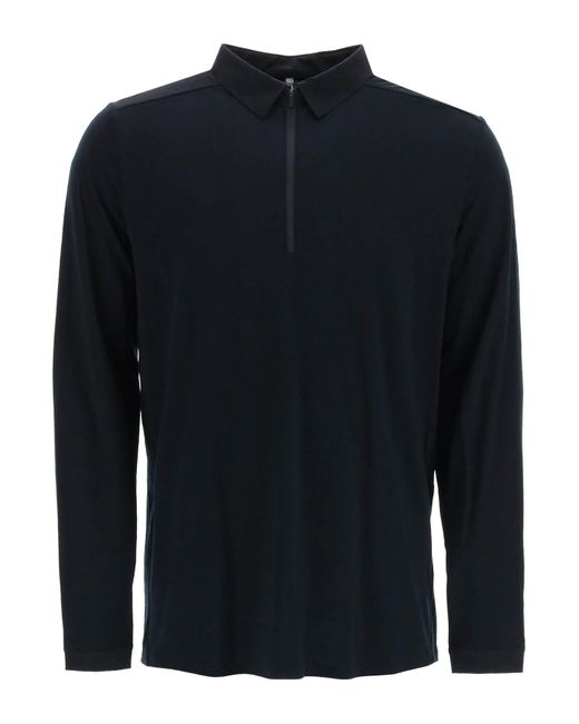 Veilance 'frame' Long Sleeve Polo Shirt In Wool Jersey in Blue for Men ...
