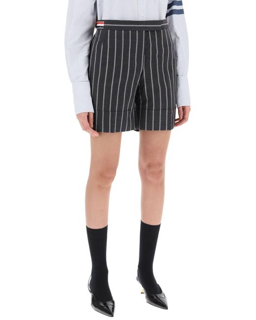 Thom Browne Gray Striped Tailoring Shorts