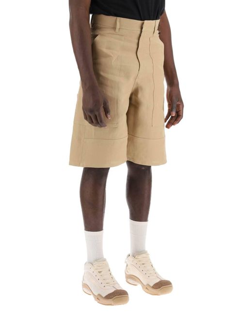 Fendi Natural "Canvas Workwear Bermuda Shorts for men