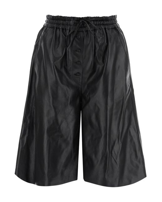 Jil Sander Black Leather Bermuda Shorts For