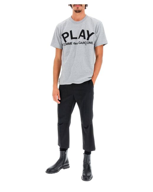 T-Shirt Con Stampa Play di COMME DES GARÇONS PLAY in Gray da Uomo