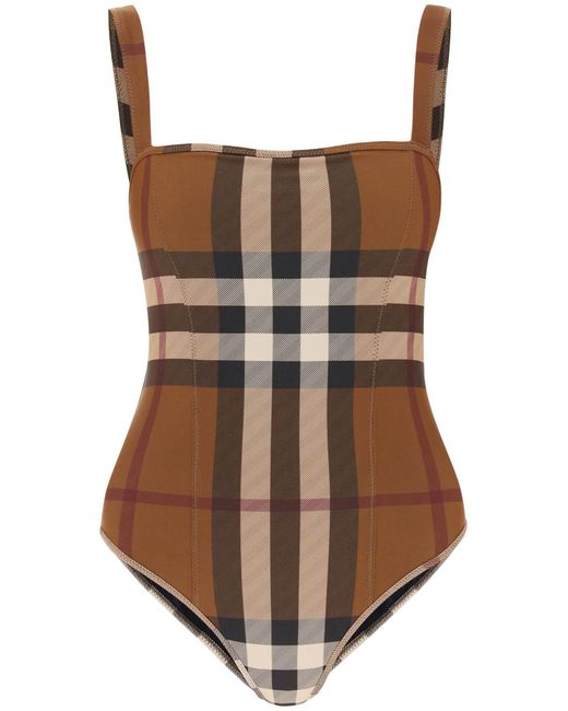 Burberry Brown Check One-piece Swimsuit