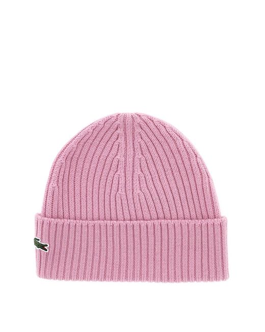 Lacoste Pink Wool Beanie Hat for men