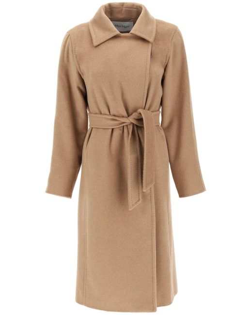 Max Mara Natural Iconic Camel Wool Wrap Coat