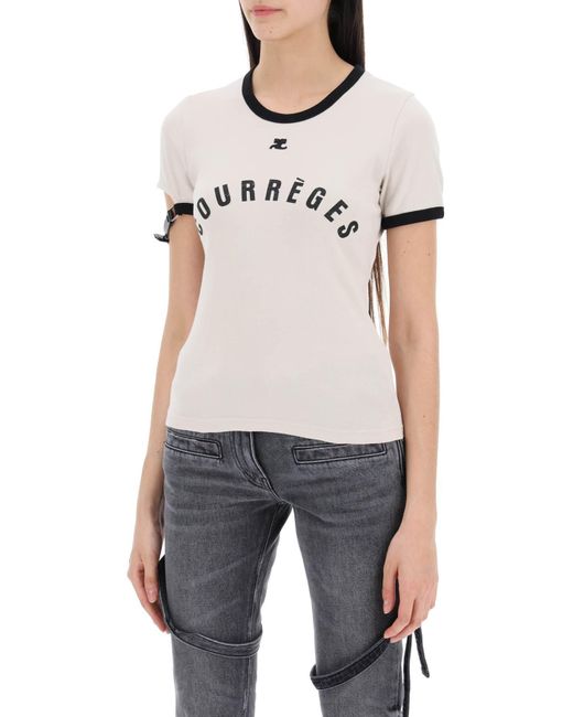 Courreges Natural T Shirt With Buckle Fast