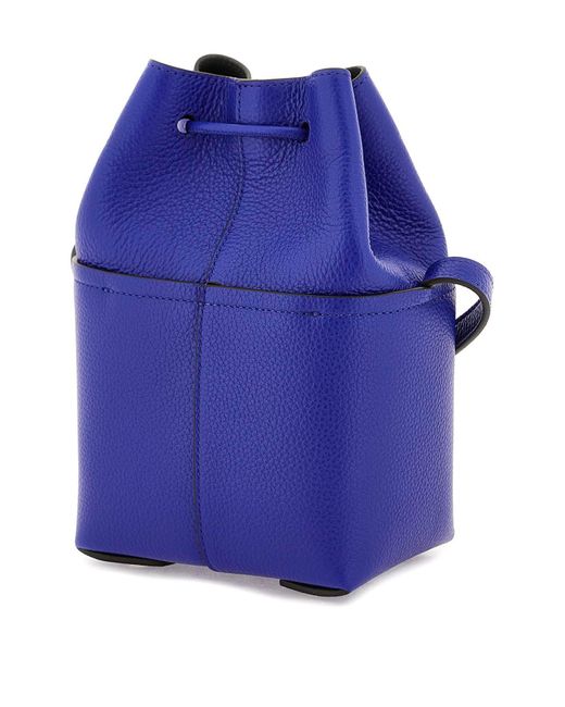 Ferragamo Blue Gancini Mini Crossbody Bucket Bag