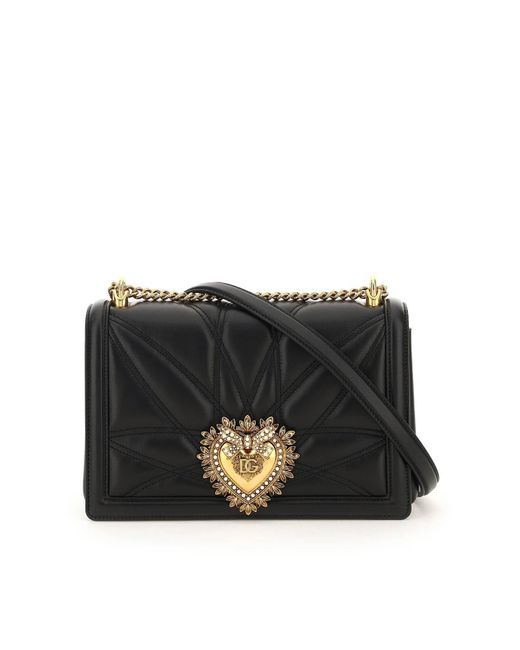 Dolce & Gabbana Black Large Devotion Bag In Quilted Nappa Leather