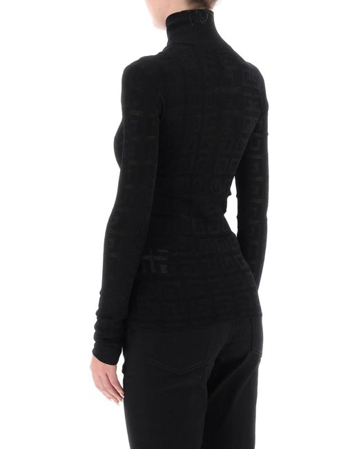 Givenchy Black 4G Monogram Jacquard Knit Turtlenck Sweater