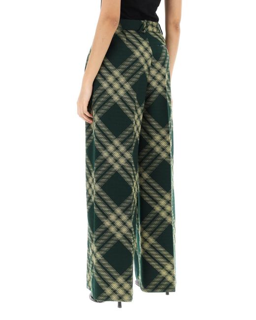 Burberry Green Check Palazzo Pants