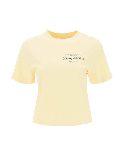 T Shirt Cropped Sporty & Rich di Sporty & Rich in Yellow