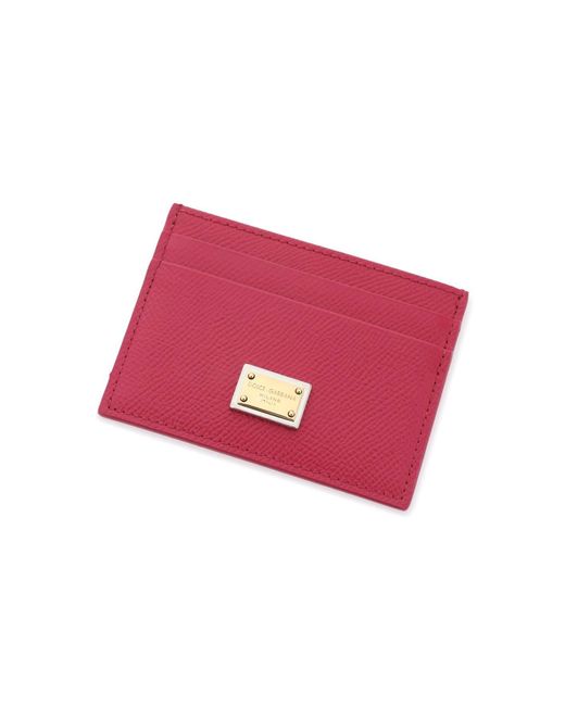 Dolce & Gabbana Pink Dauphine Leather Card Holder
