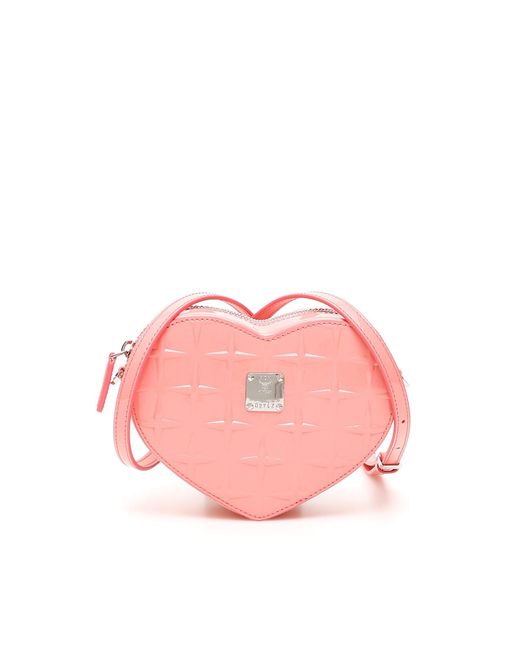 MCM Pink Patricia Diamond Heart Bag