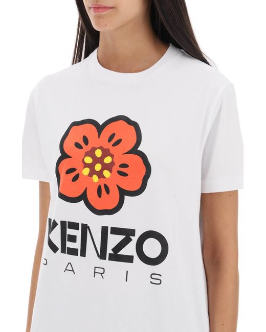 KENZO White T Shirt With Boke Flower Print