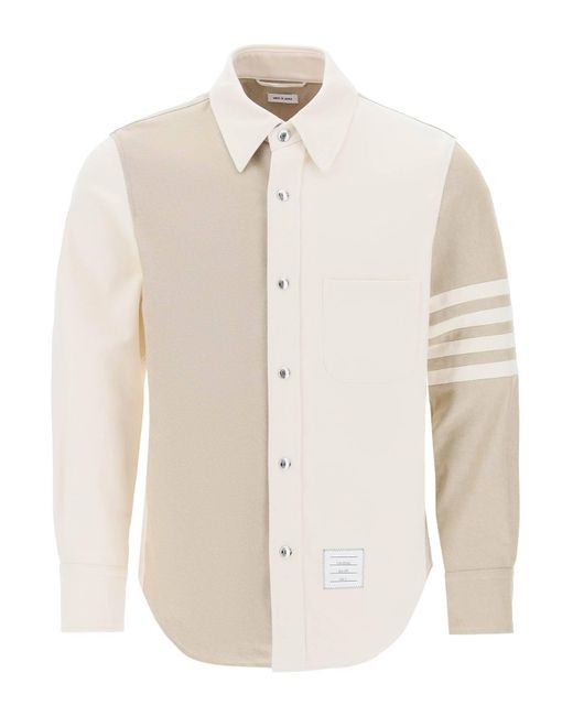 Thom Browne White Funmix 4-Bar Overshirt for men