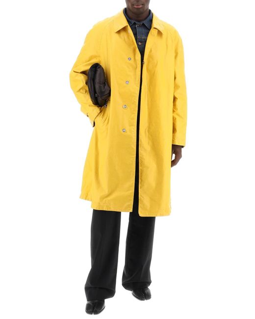 Maison Margiela Yellow Trench Coat In Worn Out Effect Coated Cotton for men