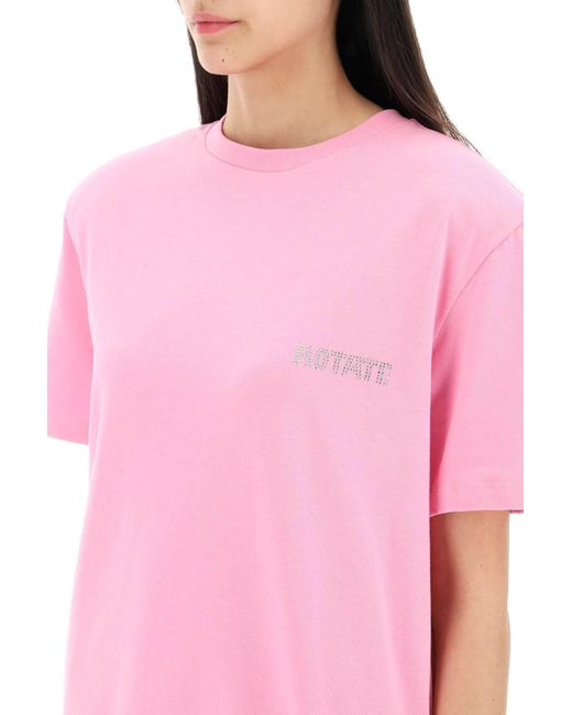 T Shirt Con Cut Out E Strass di ROTATE BIRGER CHRISTENSEN in Pink