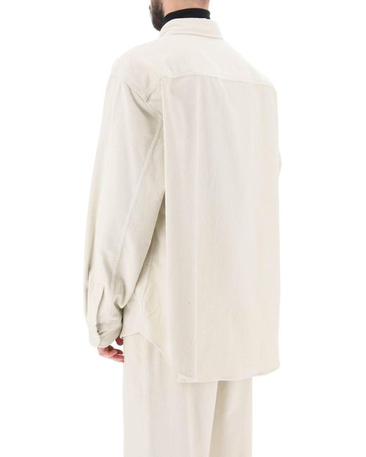 AMI White Cotton Corduroy Overshirt for men