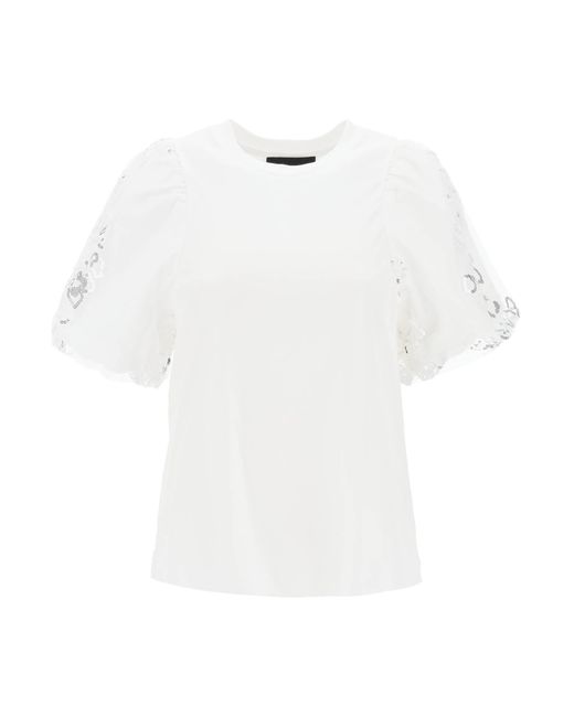 Simone Rocha White Embroidered Puff Sleeve A Line T Shirt