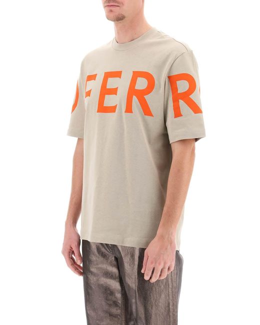 Ferragamo White Short Sleeve T-Shirt With Oversized Logo for men