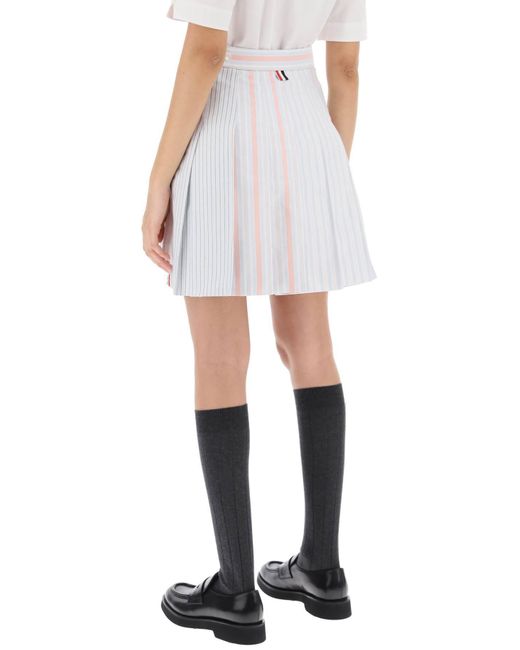 Thom Browne White Funmix Striped Oxford Mini Skirt