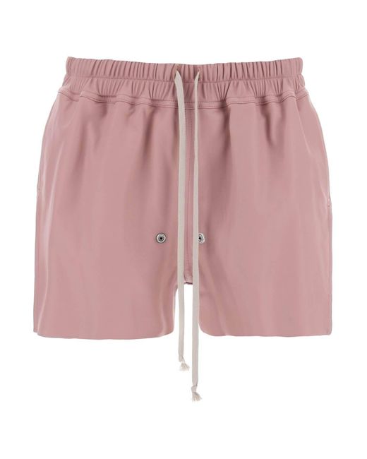 Rick Owens Pink Gabe Leather Shorts For