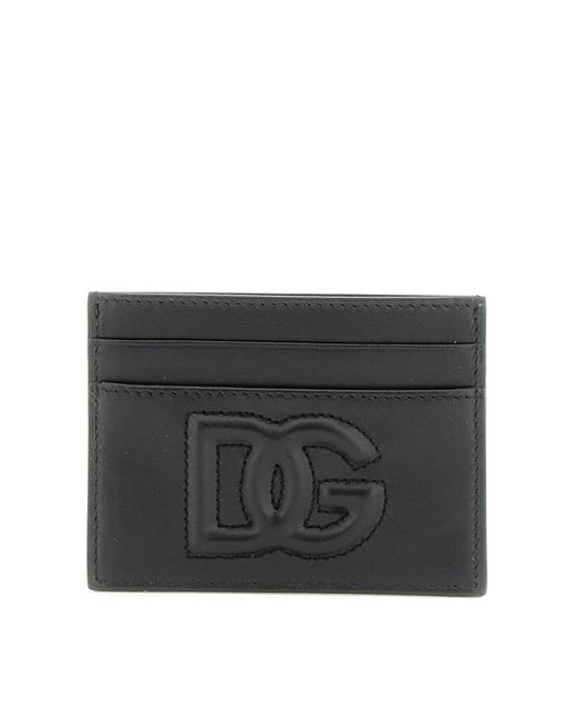 Dolce & Gabbana Schwarzer Lederkartenhalter mit Logo di Dolce & Gabbana in Black