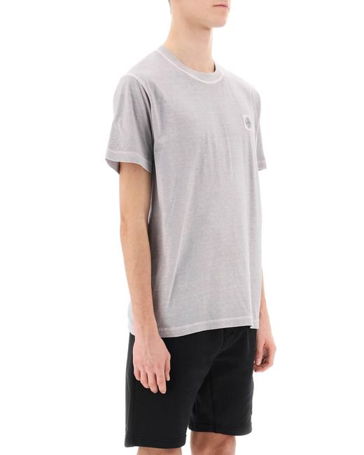 Stone Island Gray Crew-Neck T-Shirt With Logo Patch for men