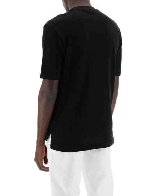 Zegna Black Cotton Pique T-shirt In for men