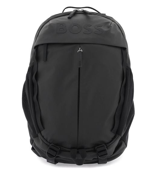 Boss Black Technical Fabric Coated Backpack for men
