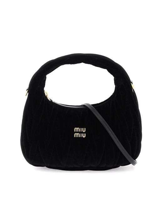 Miu Miu Black Velvet Miu Wander Small Hobo Bag