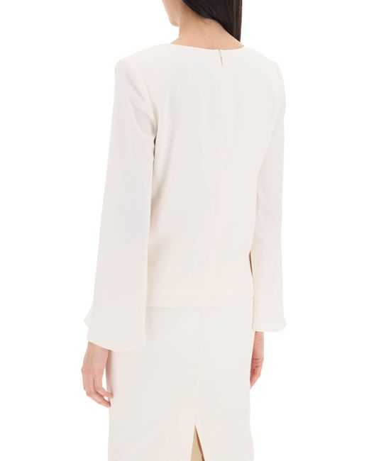 Roland Mouret White "Cady Top With Flared Sleeve"