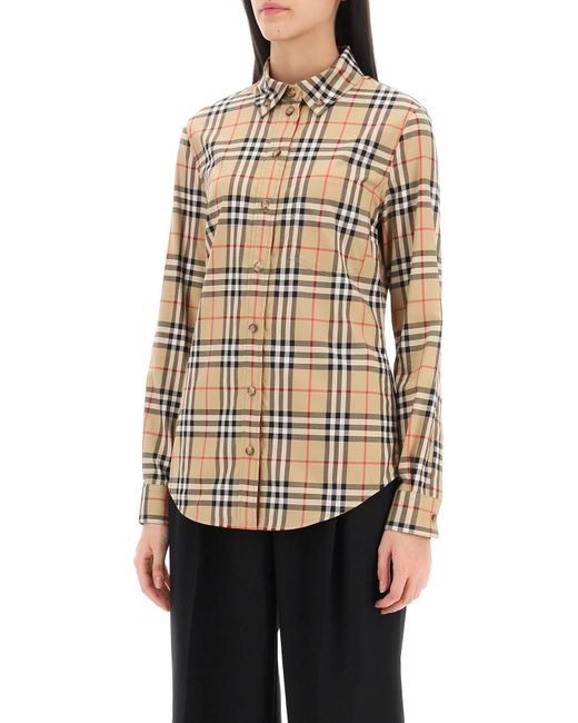 Burberry Natural Lapwing Button-down Shirt With Vintage Check Pattern