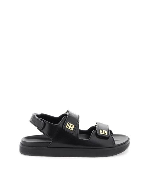 Givenchy Black Leather 4G Sandals