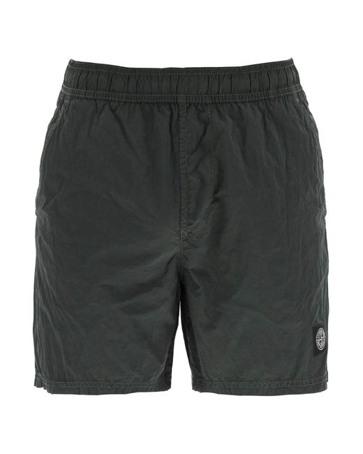Stone Island Gray "Metallic Nylon Sea Bermuda Shorts for men
