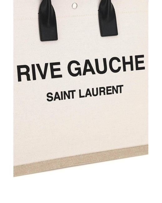 BORSA SHOPPING RIVE GAUCHE GRANDE IN COTONE E LINO di Saint Laurent in Natural da Uomo