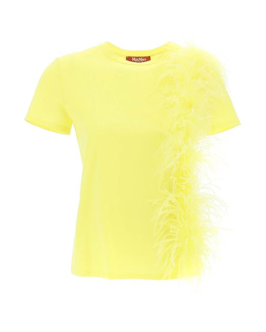 Max Mara Studio Yellow Lappole Feather T-Shirt
