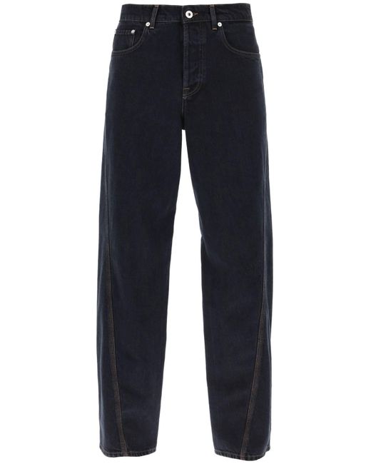 Lanvin Blue Baggy Jeans With Twisted Seams for men