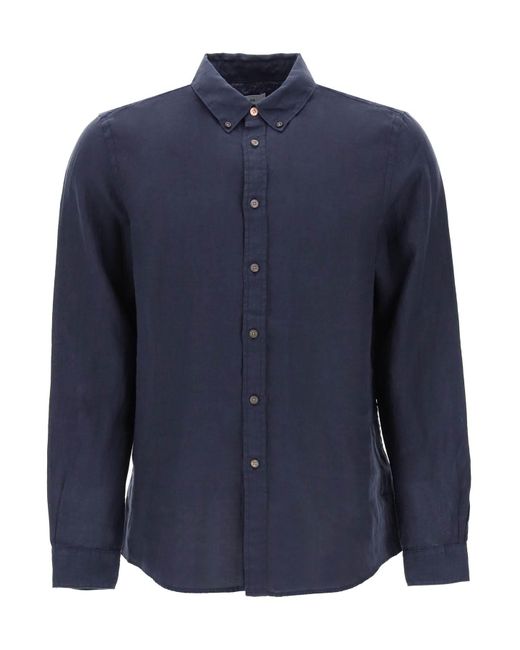 PS by Paul Smith Blue Linen Button-Down Shirt For for men