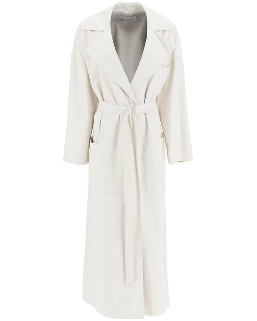 Max Mara White 'Amica' Long Leather Trench Coat