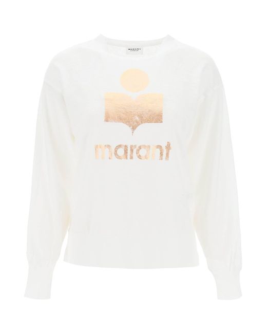 Isabel Marant White Isabel Marant Etoile Klowia T-shirt With Metallic Logo Print