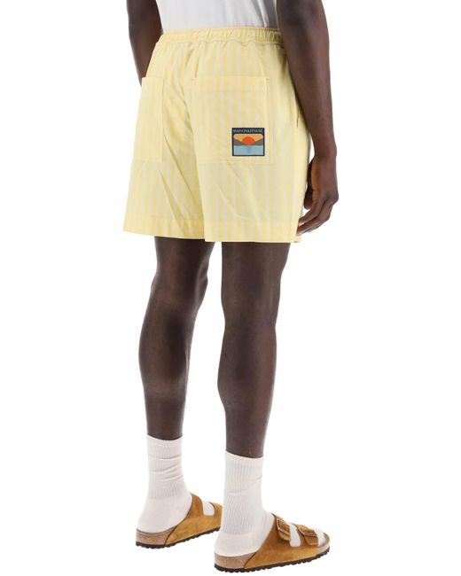 Maison Kitsuné Yellow Striped Poplin Bermuda Shorts For