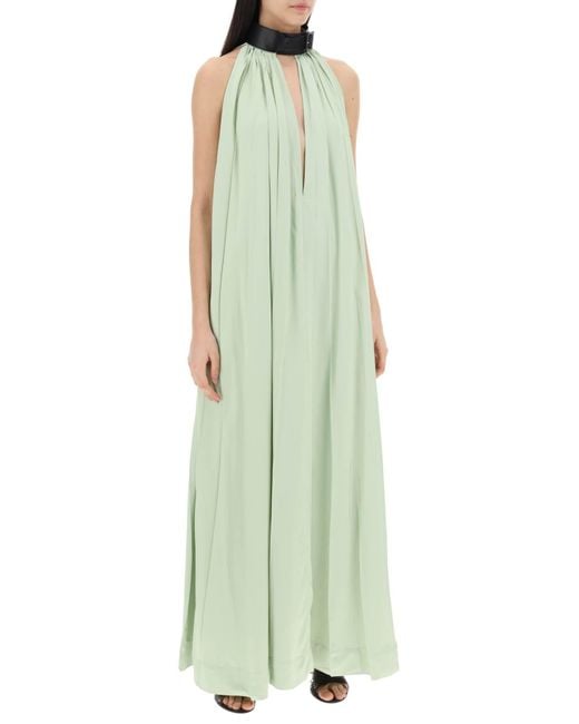 Ferragamo Green Maxi Dress With Leather Buckle Detail
