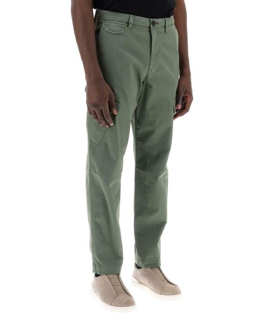 PS by Paul Smith Green Stretch Cotton Cargo Pants For /W for men